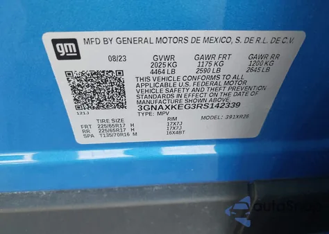 2024 Chevrolet Equinox Fwd Lt from USA, damaged, VIN 3GNAXKEG3RS142339